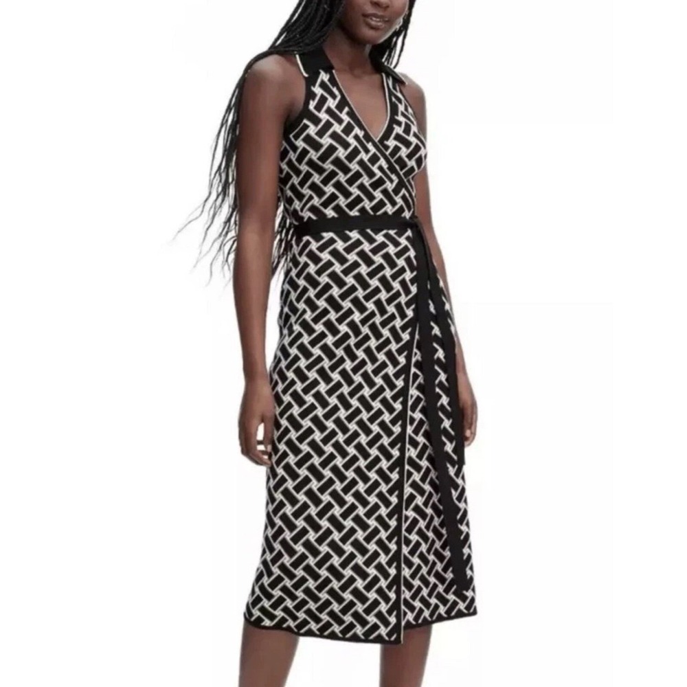 Diane Von Furstenberg‎ x Target Collared Sweater Midi Wrap Dress Sleveless Sz XS